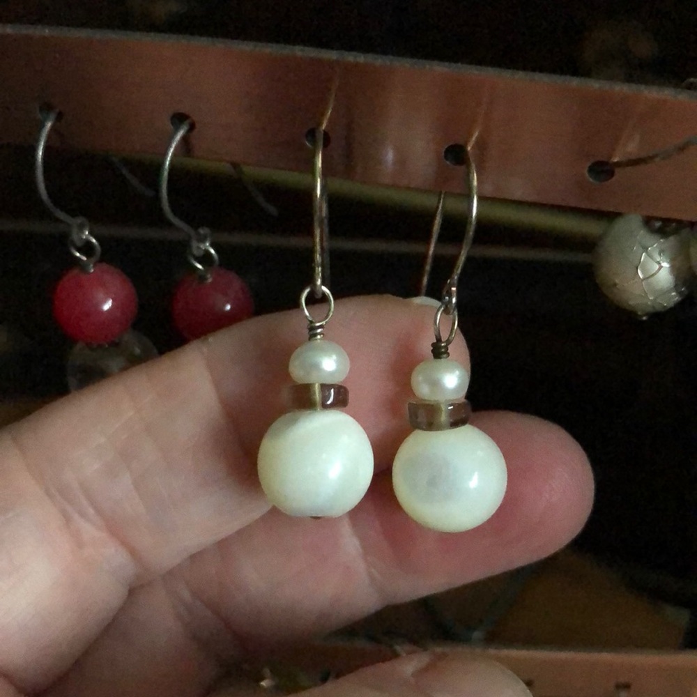 MOP FWP & Smokey Quartz earrings